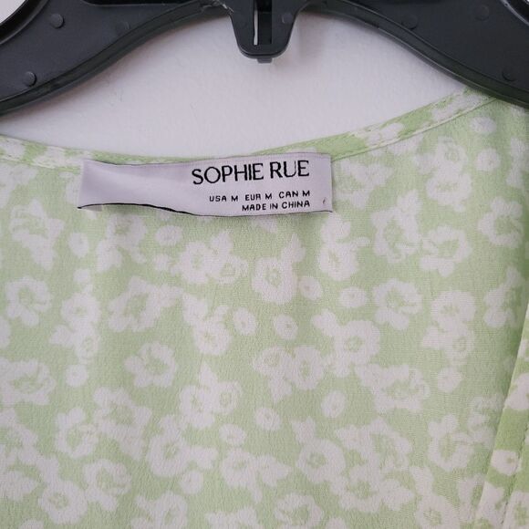 Sophie Rue Floral Print Tie Back Peplum Deep Front V-Neck Blouse Top - Picture 5 of 6